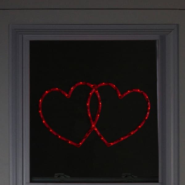 Northlight Seasonal Lighted Red Double Heart Window Silhouette
