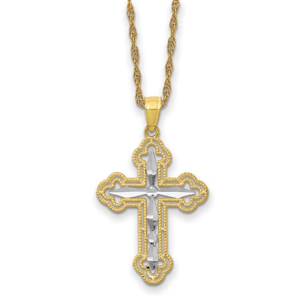Gold Classics&#40;tm&#41; 10kt. Yellow Rhodium Cross Pendant - image 