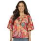 Womens Democracy Bubble Bell Sleeve V-Neck With O-Ring Woven Top - image 1