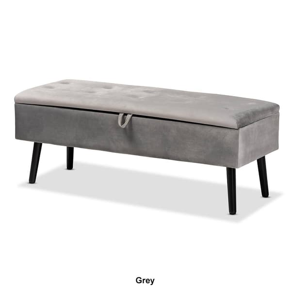 Baxton Studio Caine Velvet Fabric Wood Storage Bench