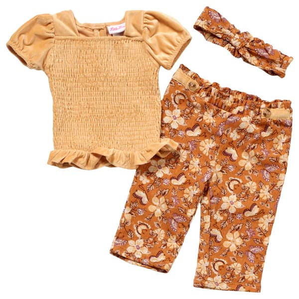Toddler Girl Little Lass Knit Corduroy Top & Floral Leggings Set - image 