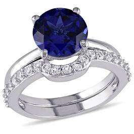 Gemstone Classics&#40;tm&#41; 10kt. White Gold Blue & White Sapphire Ring