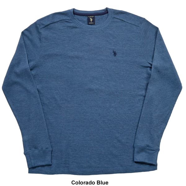 Mens U.S. Polo Assn.® Solid Crew Neck Waffle Knit Thermal