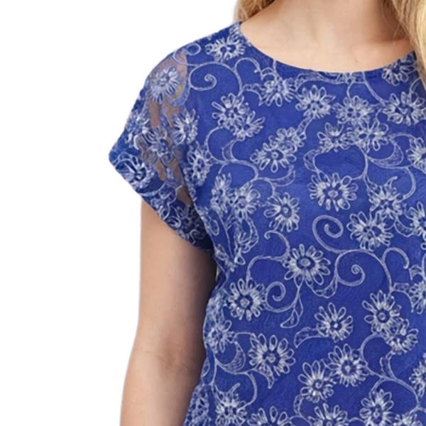 Womens NY Collection Short Sleeve Floral Vine Blouse