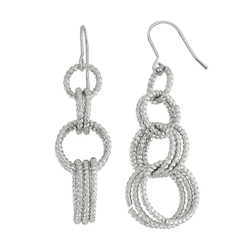 Fine Faux Rhodium Plated Multi-Link Drop Earrings - image 