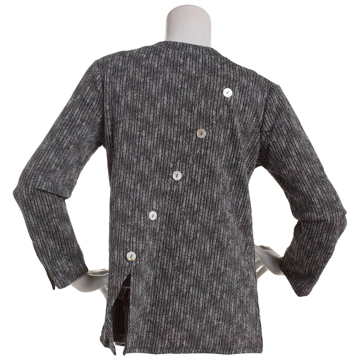 Petite NY Collection Long Sleeve Button Back Knit Tee