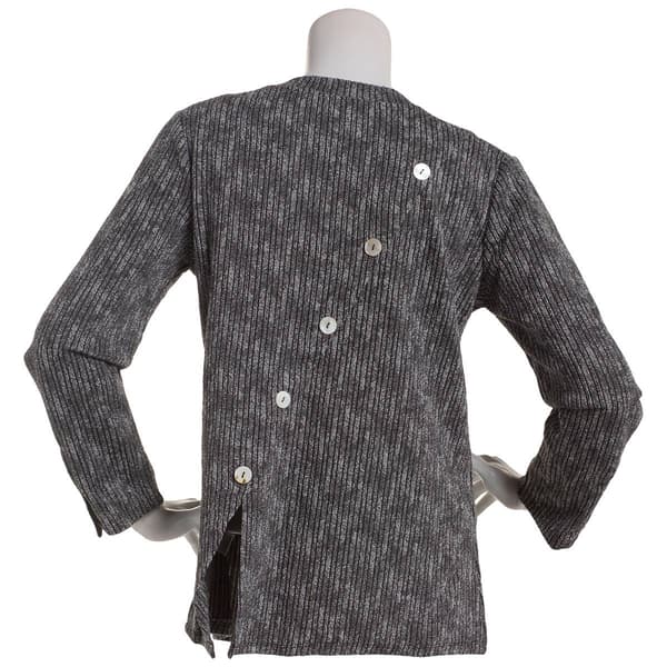 Petite NY Collection Long Sleeve Button Back Knit Tee