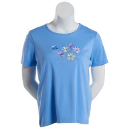 Petite Bonnie Evans Floral Cluster Short Sleeve Embroidered Tee