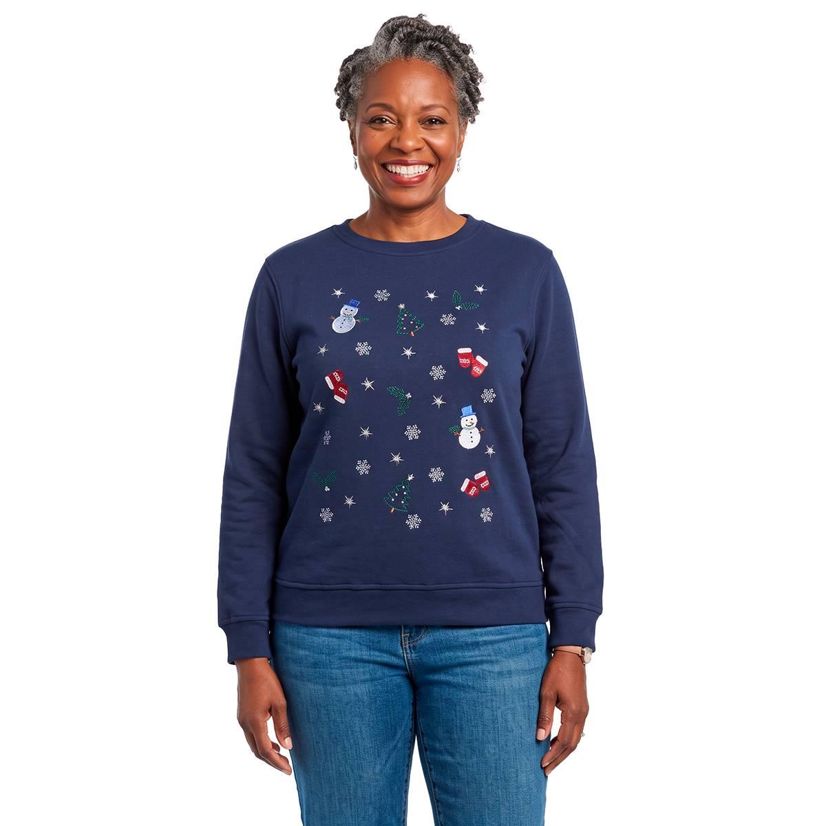 Petite Hasting & Smith Holiday Icons Fleece Sweatshirt