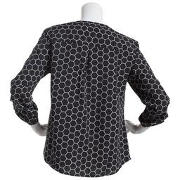 Womems Notations 3/4 Roll Tab Print Equipment Shirt-Black/White