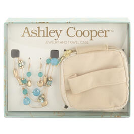 Ashley Cooper&#40;tm&#41; Blue & Gold Travel Jewelry Pouch Set