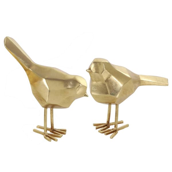 Set of 2 9th & Pike&#40;R&#41; Modern Gold Bird Figurines Table Decor