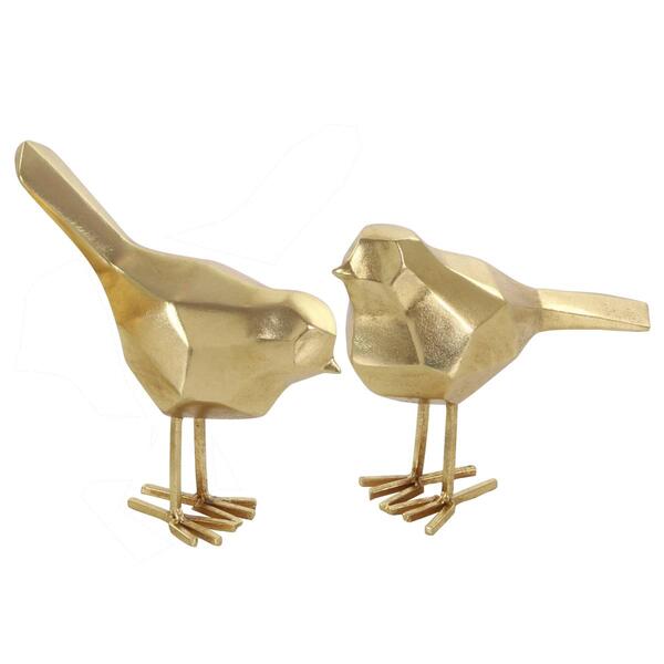 Set of 2 9th & Pike&#40;R&#41; Modern Gold Bird Figurines Table Decor - image 