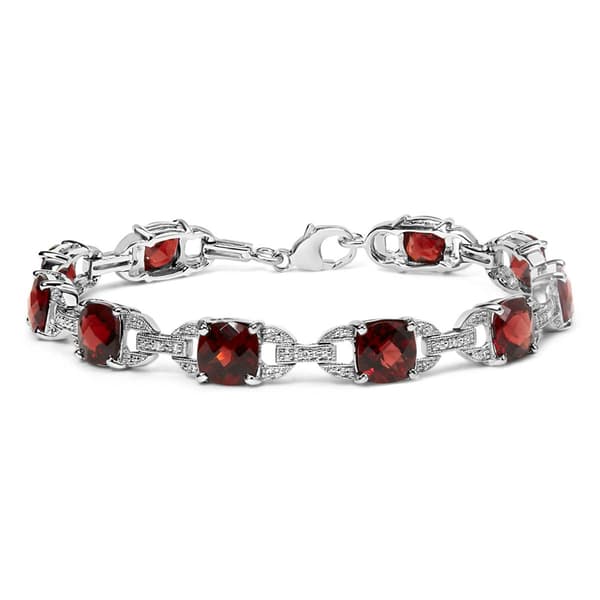 Haus of Brilliance Red Garnet & Diamond Accent Tennis Bracelet
