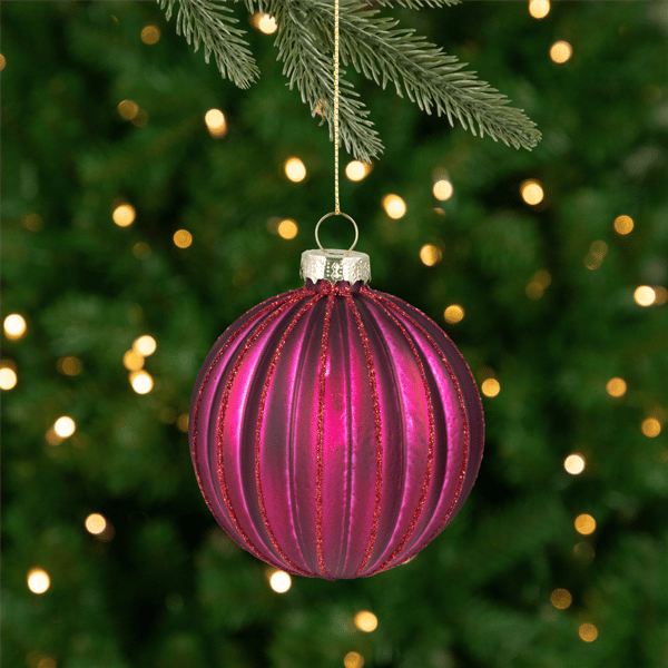 Northlight 4ct. Maroon Ribbed Glass Ball Christmas Ornaments