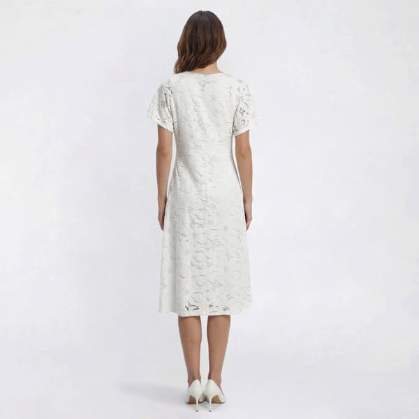 Womens Connected Apparel Dolman Sleeve V Neck Lace Midi Dress