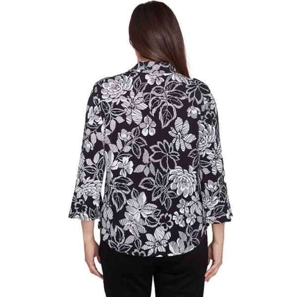 Petite Alfred Dunner Wild At Heart 3/4 Sleeve Floral Puff Top
