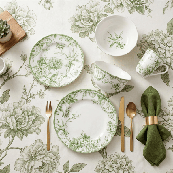 222 Fifth Adelaide Moss 16pc. Porcelain Dinnerware Set Green