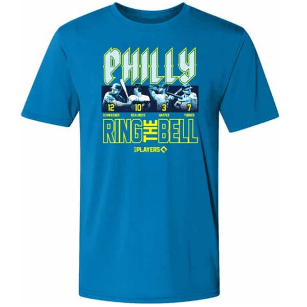 Mens Philadelphia Baseball Ring The Bell Connect Short Sleeve Tee - image 