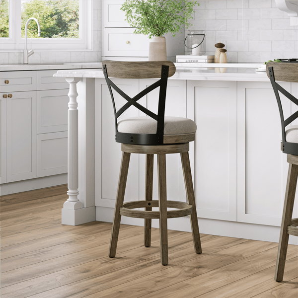 HH2 Home Reid Wood Adjustable Height Swivel Stool