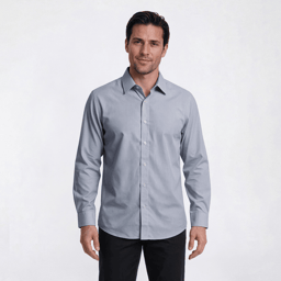 Mens Bill Blass Thin Stripe Modern Fit Microfiber Dress Shirt