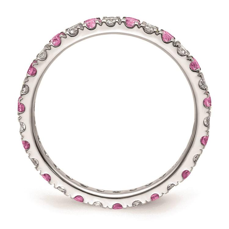 Pure Fire 14kt. White Gold Lab Created Pink Sapphire Band