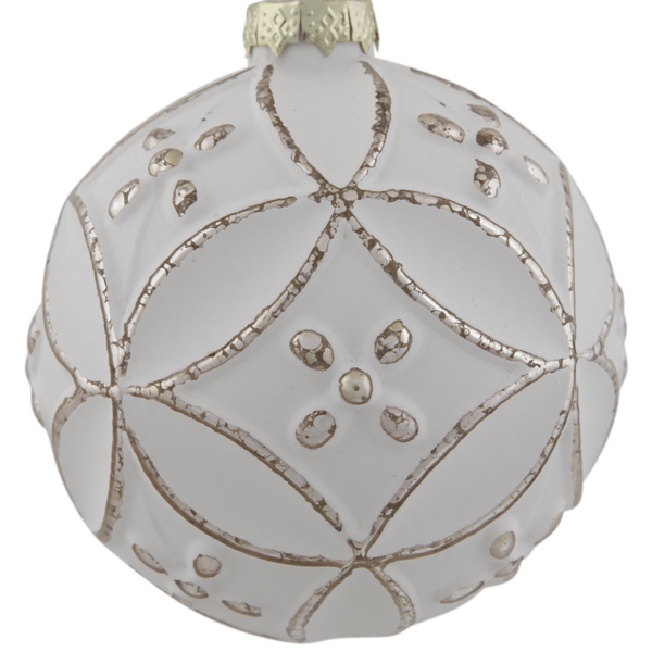 Northlight White Embossed Floral Matte Glass Christmas Ornament