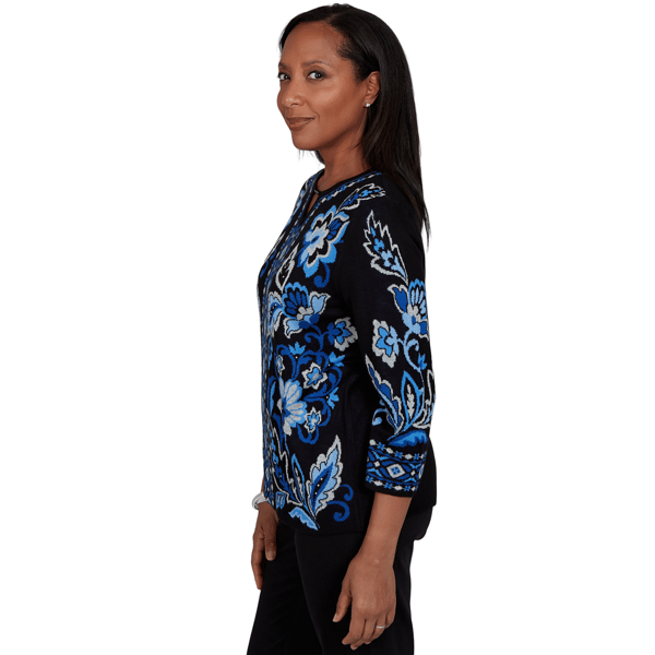 Womens Alfred Dunner Dinner Theater Keyhole Jacquard Sweater