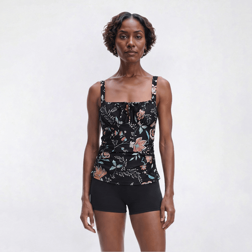 Womens Cupshe Floral Tunnel Tankini Swim Top
