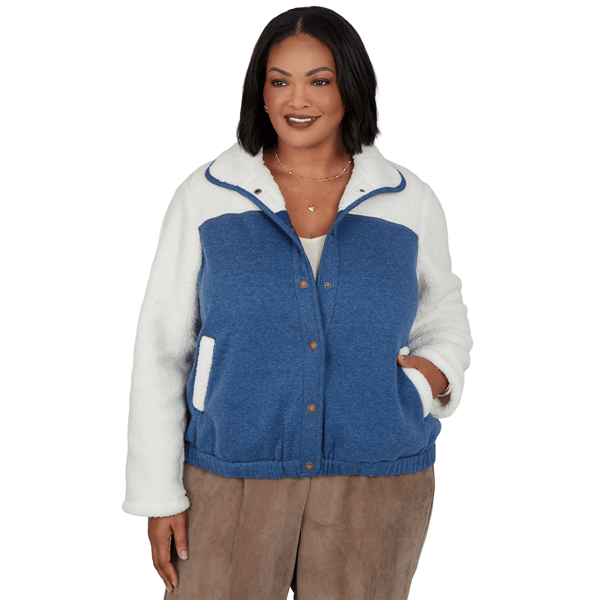Plus Size Alfred Dunner Sunset Ridge Denim & Sherpa Bomber Jacket - image 