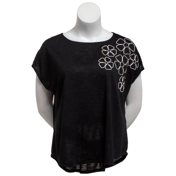 Plus Size French Laundry Short Dolman Sleeve Blouse w/Soutache - image 