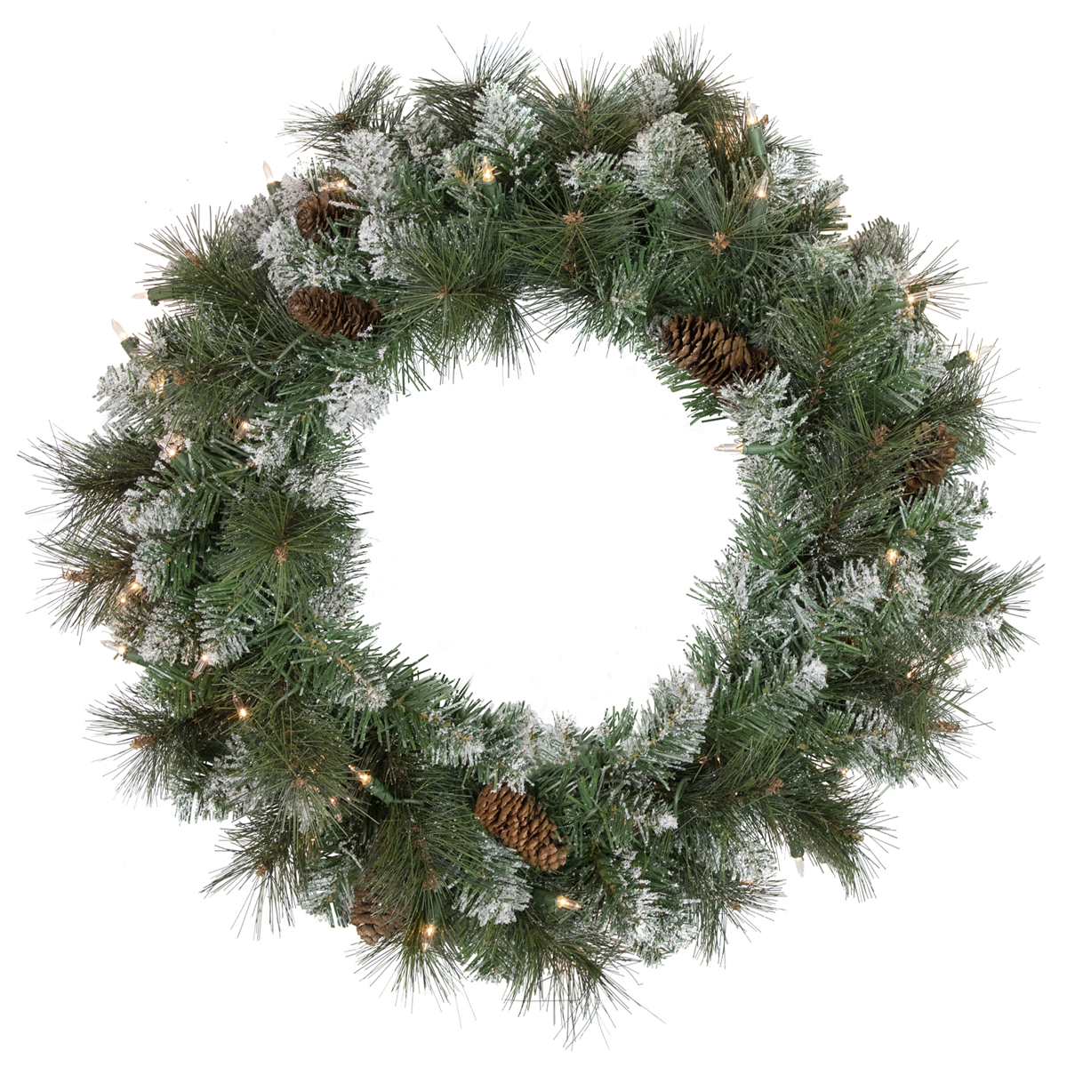 Northlight Real Touch(tm) Pre-Lit Snow Valley Pine Christmas Wreath