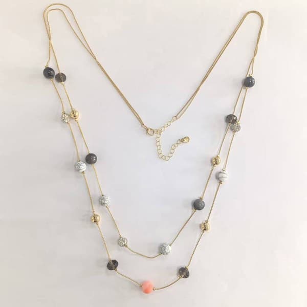 Ashley Cooper™ Shiny Gold Necklace with Fireballs and Beads