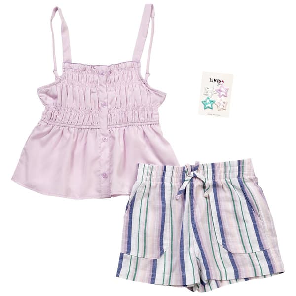 Girls (7-14) 1st Kiss(R) Smocked Tank with Stripe Short Set