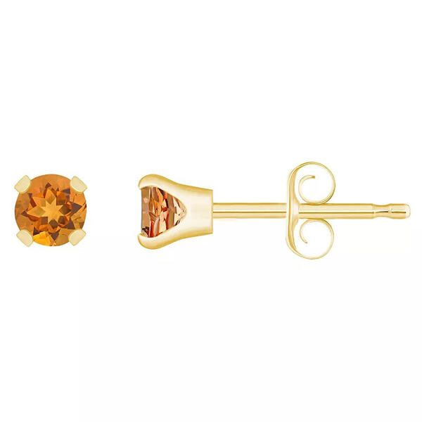 10kt. Gold 4mm Citrine Stud Earrings - image 