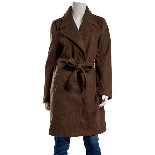 Juniors Love Tree Belted Faux Wool Trench Coat - image 