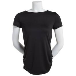 Womens C''est La Vie Short Sleeve Side Ruched Solid Tee
