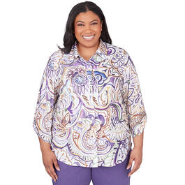 Plus Size Alfred Dunner Charm School Knit Drama Paisley Top