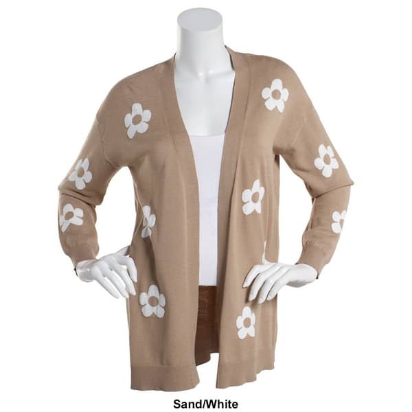 Womens Hannah & Gracie Long Sleeve Flower Cardigan