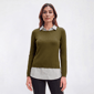 Womens Adrianna Papell Long Sleeve Pinstripe Two In One Sweater - image 1