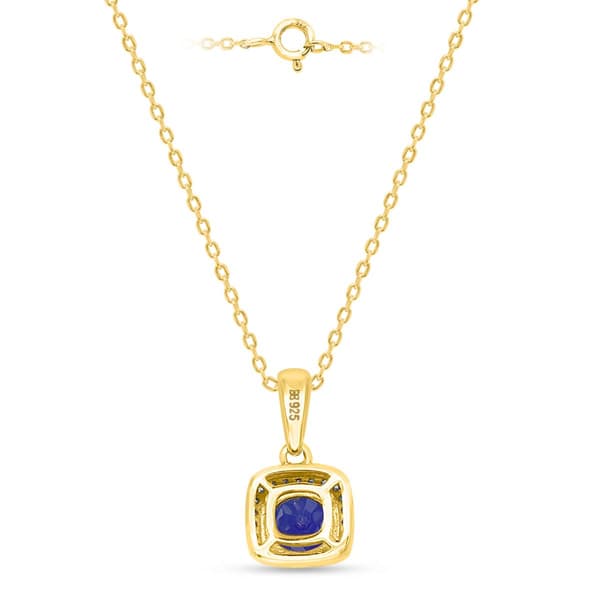 Gemstone Classics™ Created Sapphire Lab Diamond Square Pendant