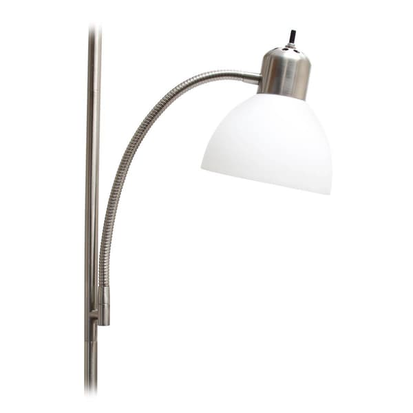 Simple Designs Brushed Nickel Floor Lamp with Reading Light