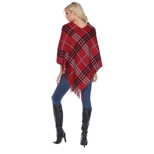 White Mark Double Plaid Dakota Poncho