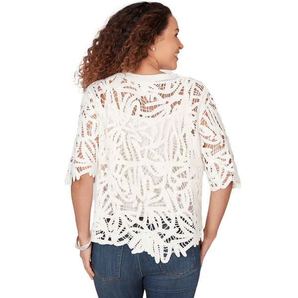 Petite Skye’s the Limit Blooming Pastels Lace Cut Out Sweater