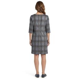 Petite Connected Apparel 3/4 Sleeve Plaid Button Shift Dress
