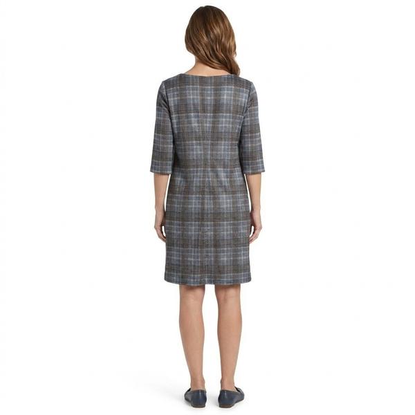 Petite Connected Apparel 3/4 Sleeve Plaid Button Shift Dress