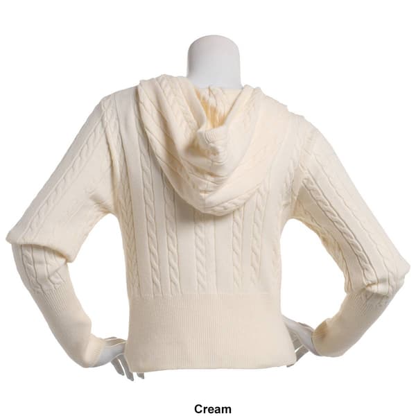 Juniors Pink Rose Cabled Rib Zip Up Hoodie