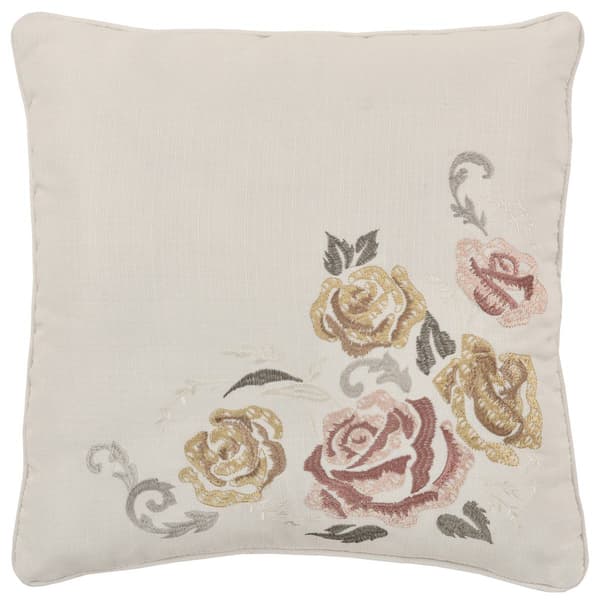 Royal Court Chablis Embroidered Square Decorative Pillow-16x16 - image 