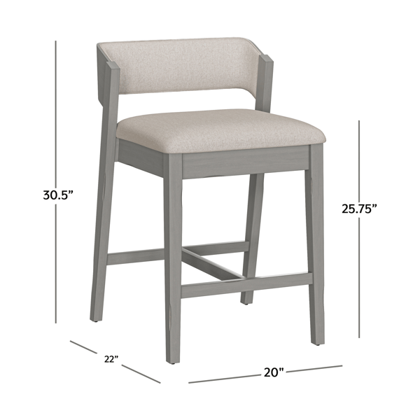 HH2 Home Dresden Grey Fabric Counter Height Stool