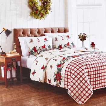 Ashley Cooper™ 3pc. Cardinal Garland Reversible Quilt Set - Boscov's